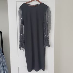 Black Shein Dress with Pearl Sleeves